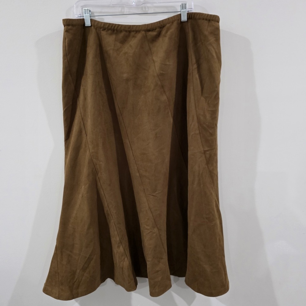Napa Valley Maxi Skirt Size 20 W Faux Suede Indie Boho Hippie‎ Nature Brown